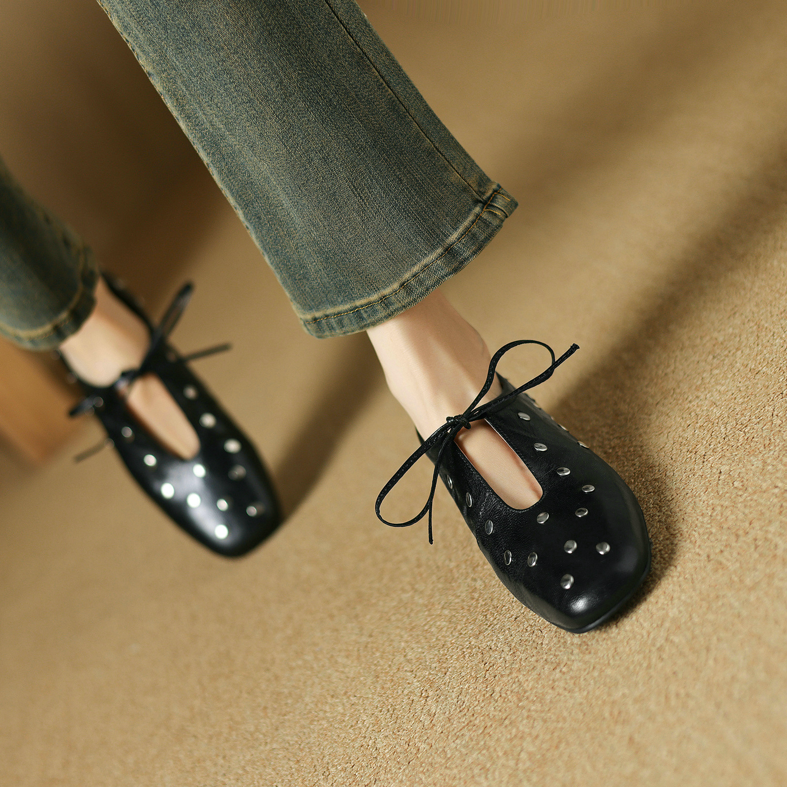 USS Shoes Olga Women's Casual Rivets Heels Flats - Luxuryurbanwear