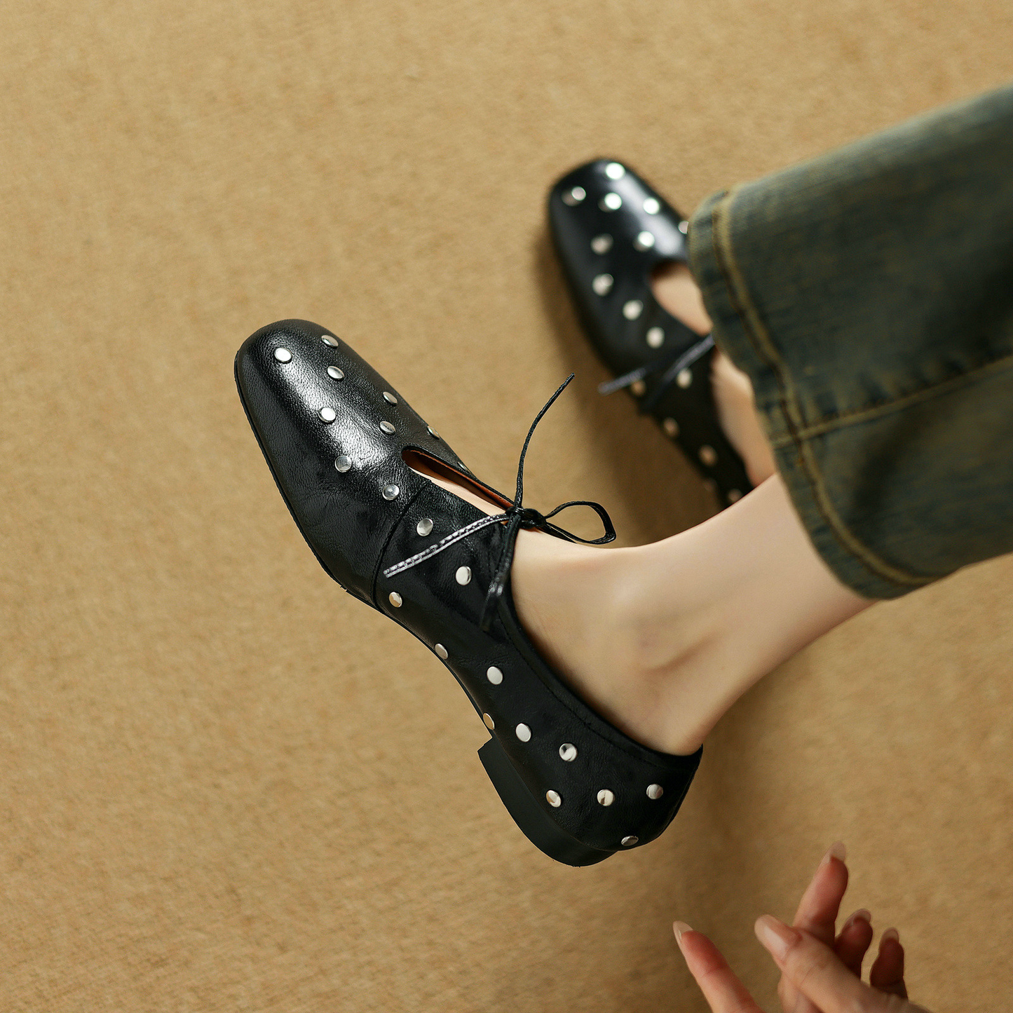 USS Shoes Olga Women's Casual Rivets Heels Flats - Luxuryurbanwear