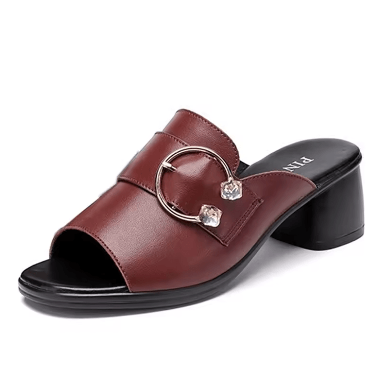 USS Shoes Olivia Women's High Heels Fashion Rhinestone Leather Slippers
