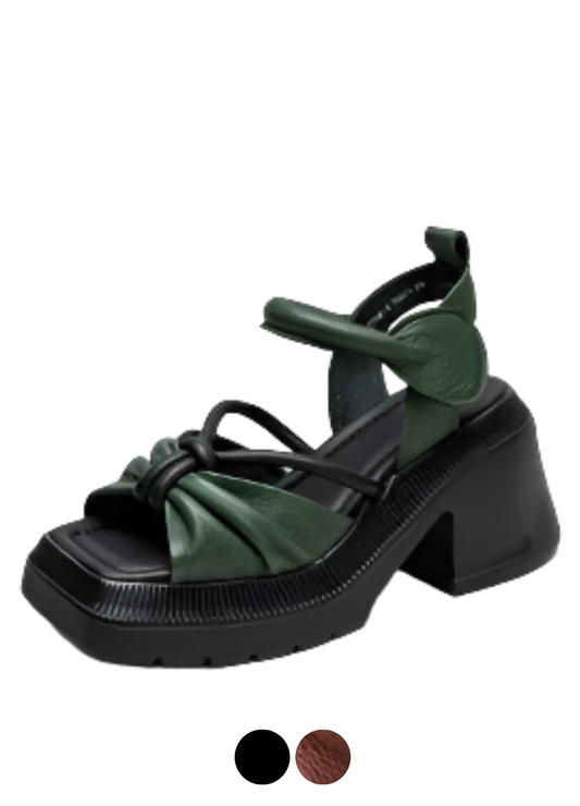 USS Shoes Olivia Women's Thick Sole Leather Retro Sandals - Luxuryurbanwear