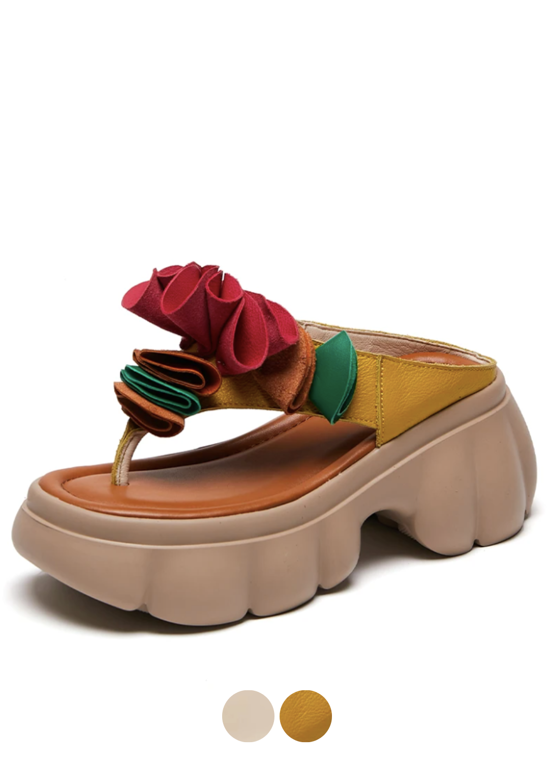 USS Shoes Oriana Women's Floral Leather Platform Sandals