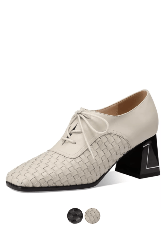 USS Shoes Oriana Women's Leather Square Heel Lace Up Pumps
