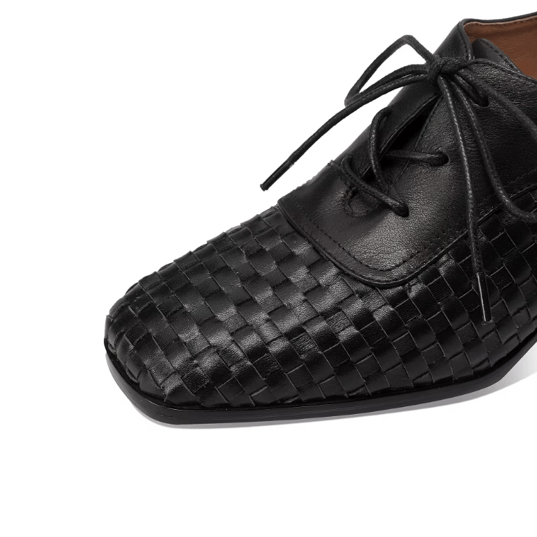 USS Shoes Oriana Women's Leather Square Heel Lace Up Pumps