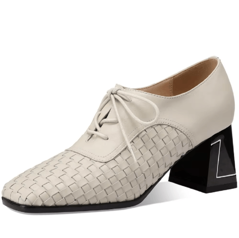 USS Shoes Oriana Women's Leather Square Heel Lace Up Pumps