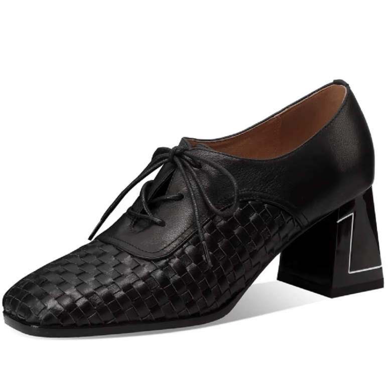 USS Shoes Oriana Women's Leather Square Heel Lace Up Pumps