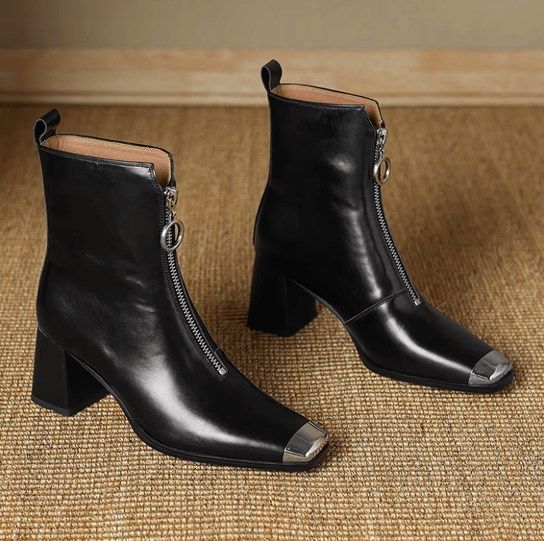 USS Shoes Oriana Women's Metal Square Toe Leather Ankle Boots