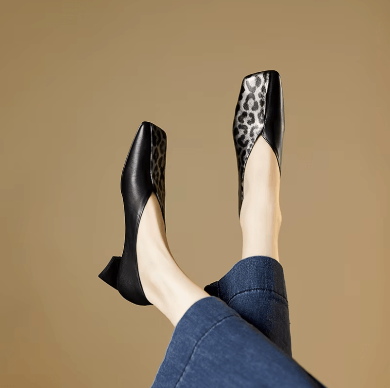 USS Shoes Paty Women's Leather Square Toe Sculpted Heel Pumps