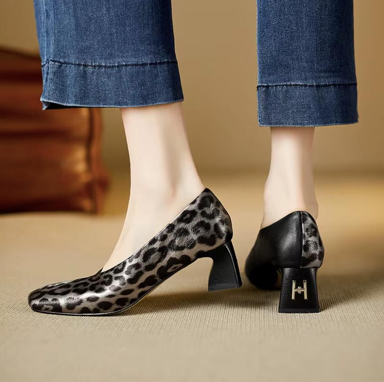 USS Shoes Paty Women's Leather Square Toe Sculpted Heel Pumps