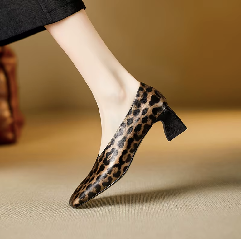 USS Shoes Paty Women's Leather Square Toe Sculpted Heel Pumps - Luxuryurbanwear