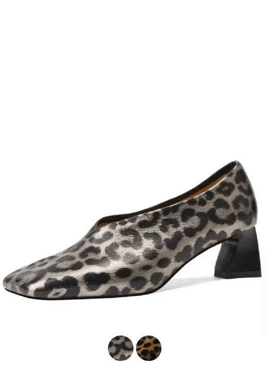 USS Shoes Paty Women's Leather Square Toe Sculpted Heel Pumps