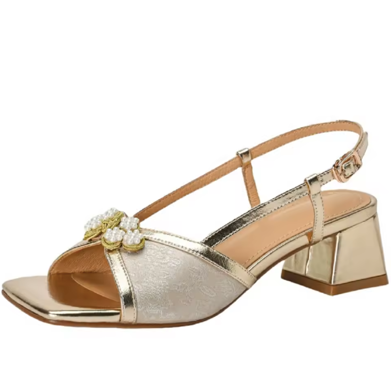USS Shoes Peniche Women's Square Heel Leather Luxury Sandals - Luxuryurbanwear
