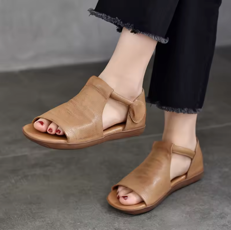 USS Shoes Pili Women's Peep Toe Flat Sandals - Luxuryurbanwear
