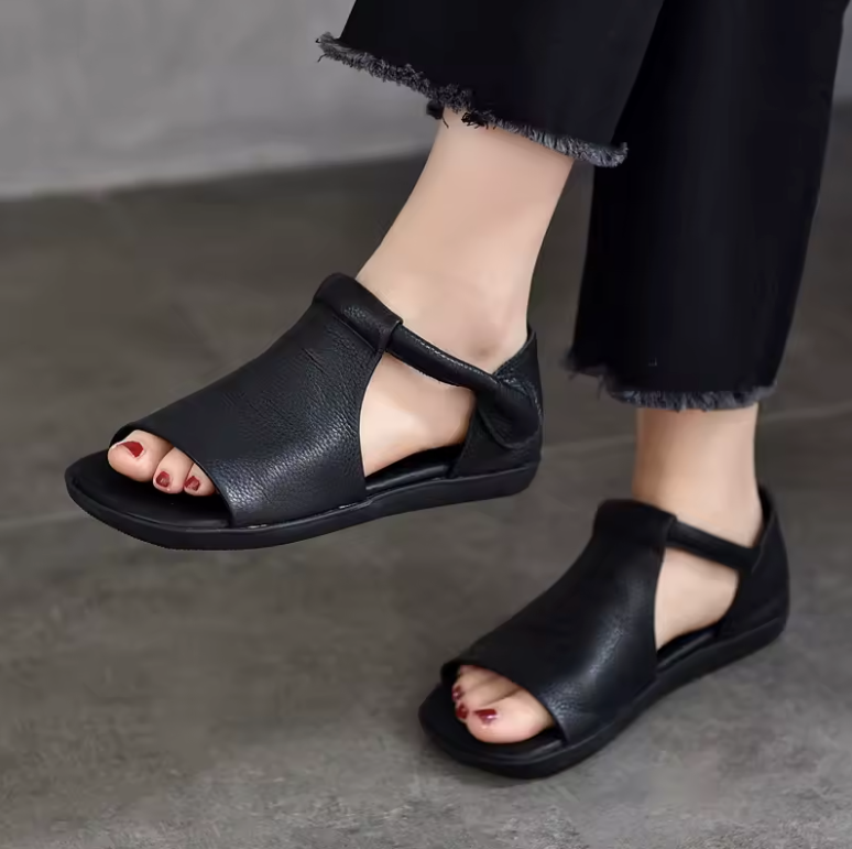 USS Shoes Pili Women's Peep Toe Flat Sandals - Luxuryurbanwear