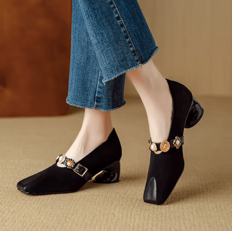 USS Shoes Raima Women's Leather Mid Heels Dress Pumps