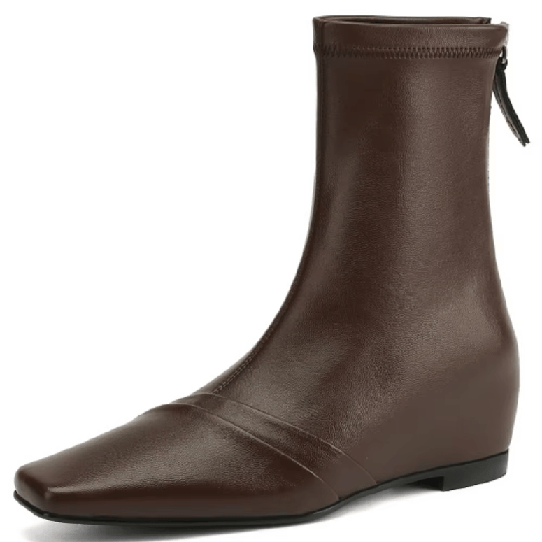 USS Shoes Ramona Back Zip Low Heels Leather Ankle Booties