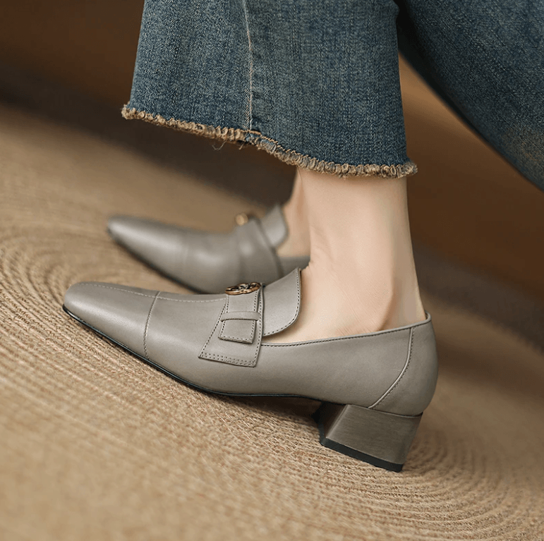 USS Shoes Anais Women's Leather Mid Heel British Sle Loafers
