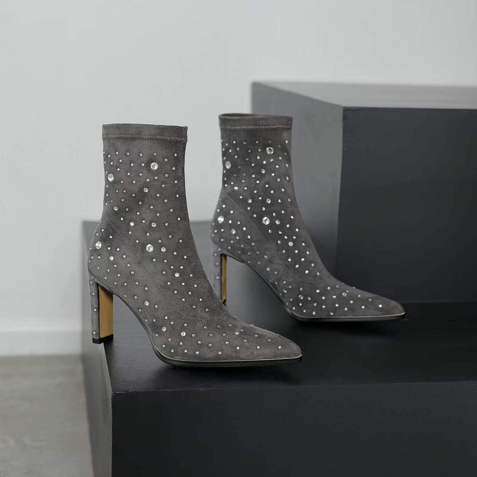 USS Shoes Rosaura Women's Rhinestones Stretch Ankle Boots - Luxuryurbanwear