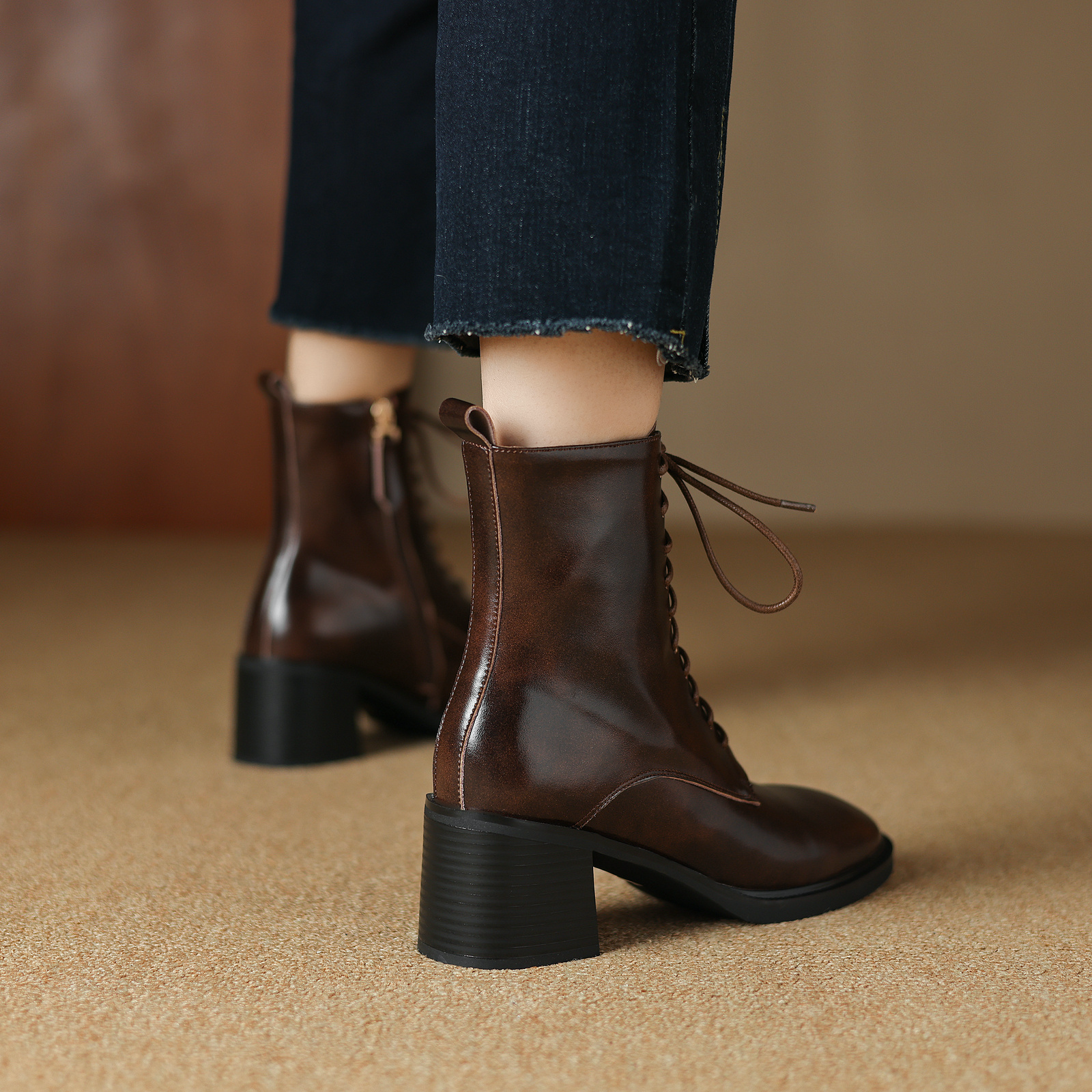 USS Shoes Sandy Women's Leather Lace Up Boots - Luxuryurbanwear