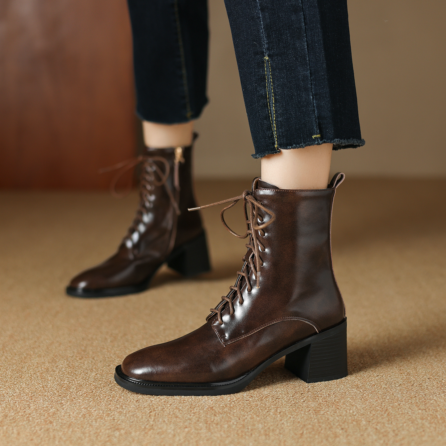 USS Shoes Sandy Women's Leather Lace Up Boots - Luxuryurbanwear