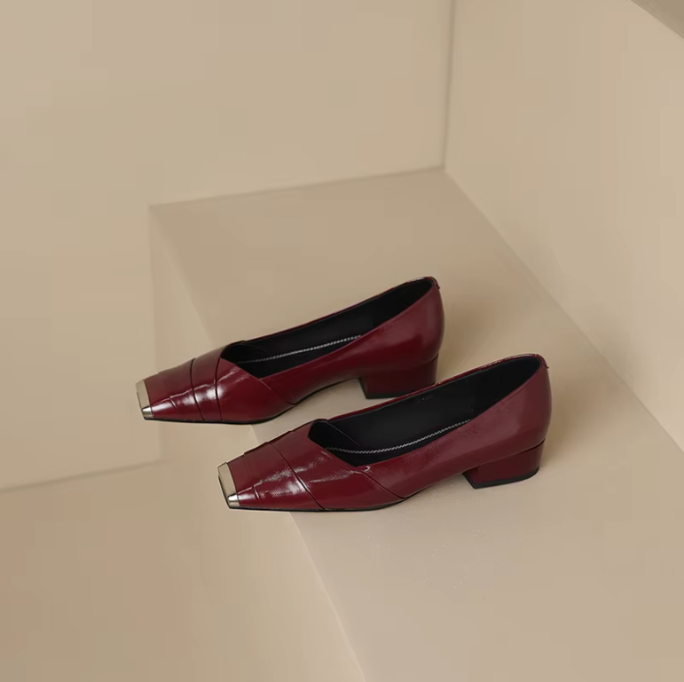 USS Shoes Scarlet Women's Leather Dress Square Toe Pumps - Luxuryurbanwear
