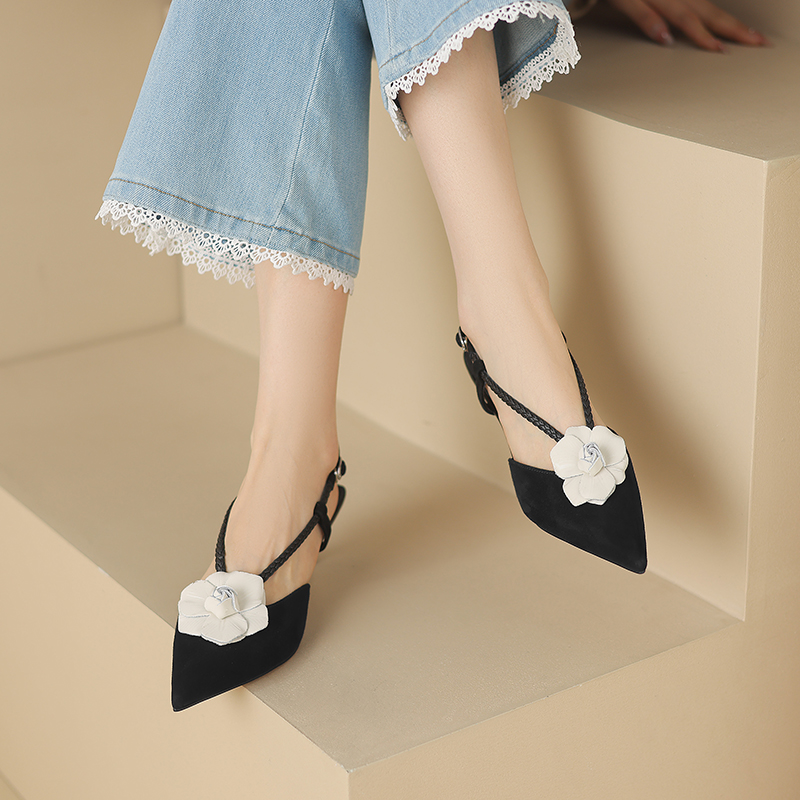 USS Shoes Scarlet Women's Leather Pointed Toe Flower Dress Sandals - Luxuryurbanwear