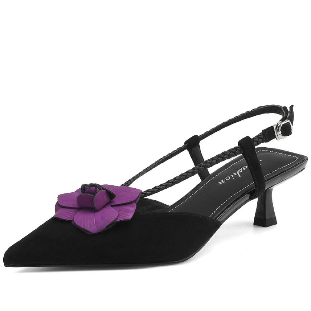USS Shoes Scarlet Women's Leather Pointed Toe Flower Dress Sandals - Luxuryurbanwear