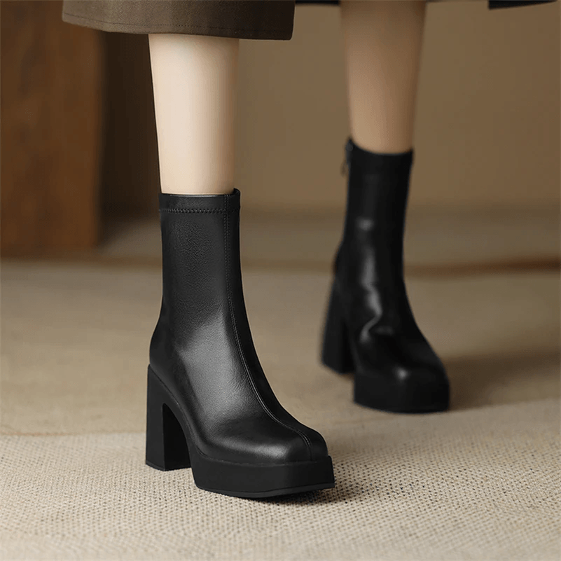 USS Shoes Sharon Women's Square High Heels Platform Boots