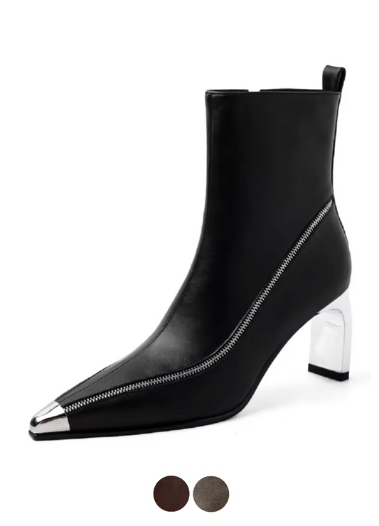 USS Shoes Sonia Leather Pointed Toe Zipper Ankle Boots - Luxuryurbanwear