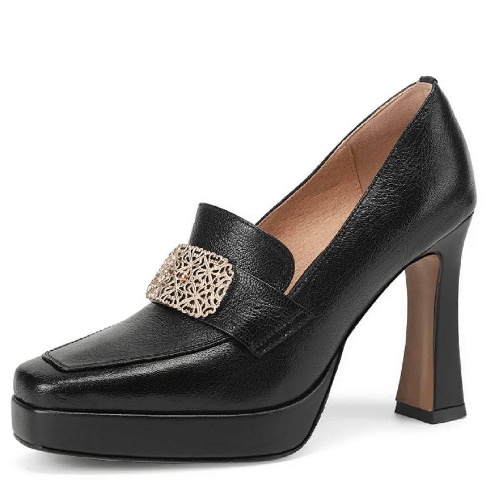 USS Shoes Valentina Women's Square Toe Platform Pumps Sale Drop Black (Size 6)