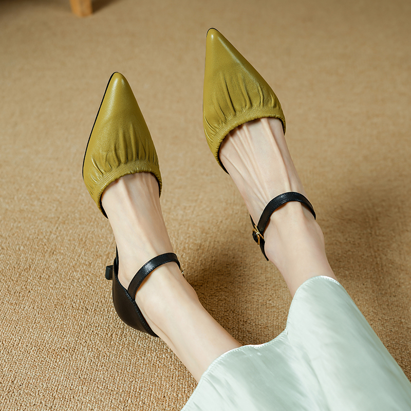 USS Shoes Bela Women's Leather Mid Heel Sandals - Luxuryurbanwear