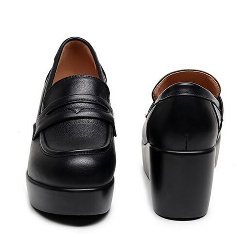 LUW Shoes Vilma Women's Leather Black Platform Shoes