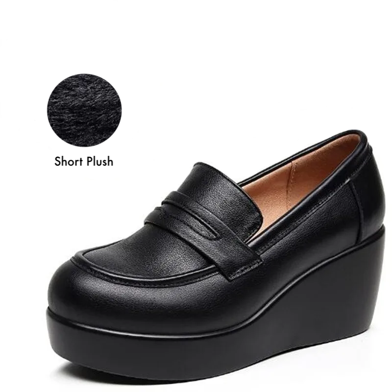 LUW Shoes Vilma Women's Leather Black Platform Shoes