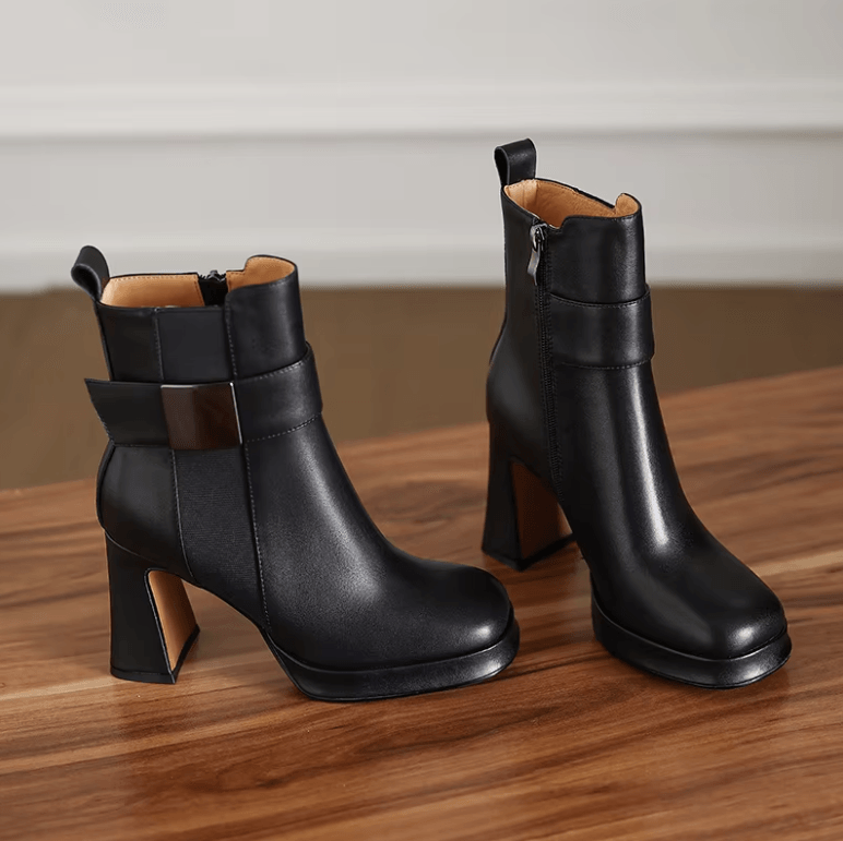 USS Shoes Virginia Women's Leather Round Toe Platform Boots