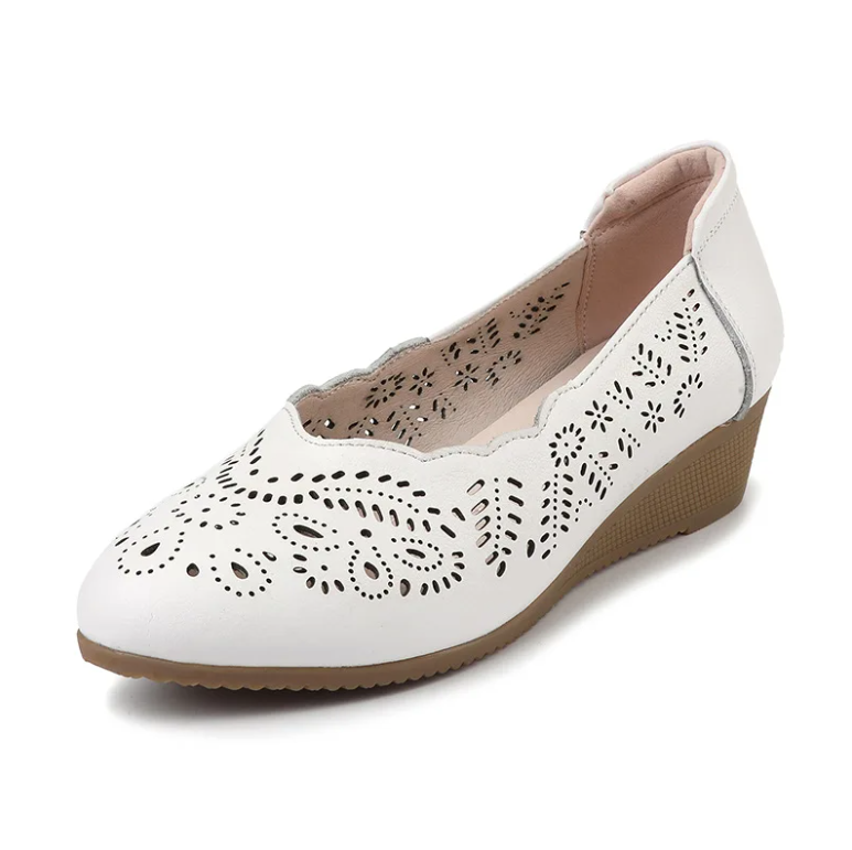 USS Shoes Viviana Women's Leather Breathable Hollow Soft Wedges - Luxuryurbanwear