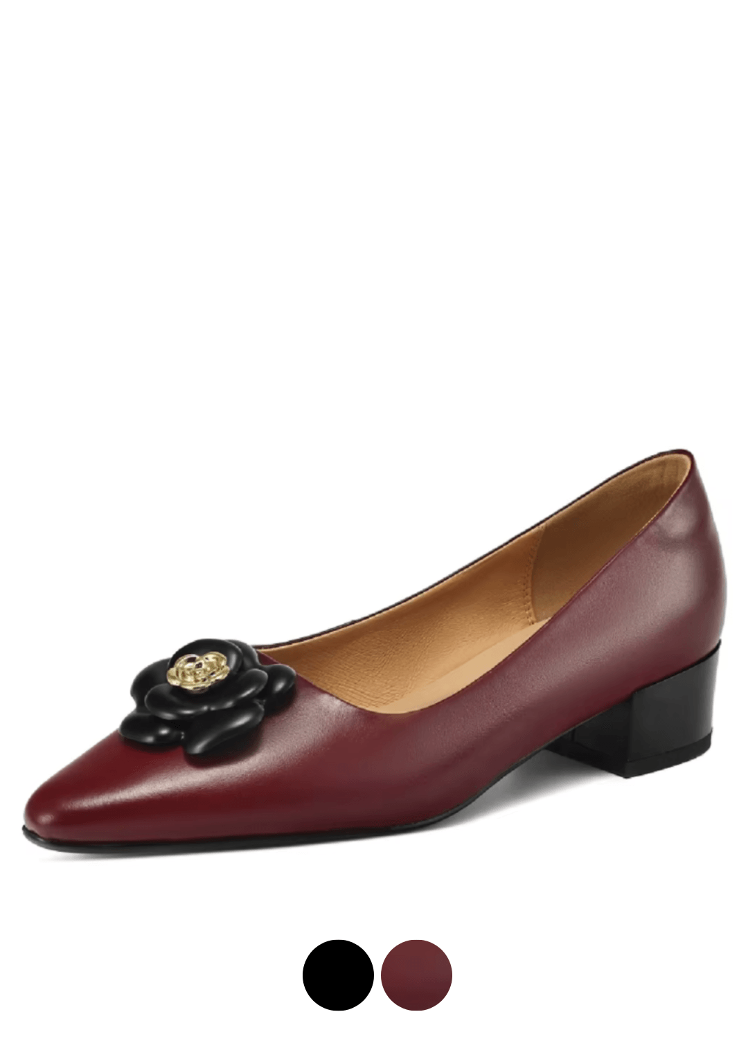 USS Shoes Fanny Women's Leather Mid Heels Flower Buckle Pumps