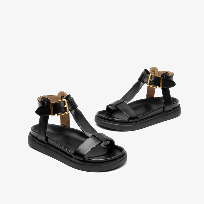 USS Shoes Sara Women's T-Strap Leather Sandal - Luxuryurbanwear