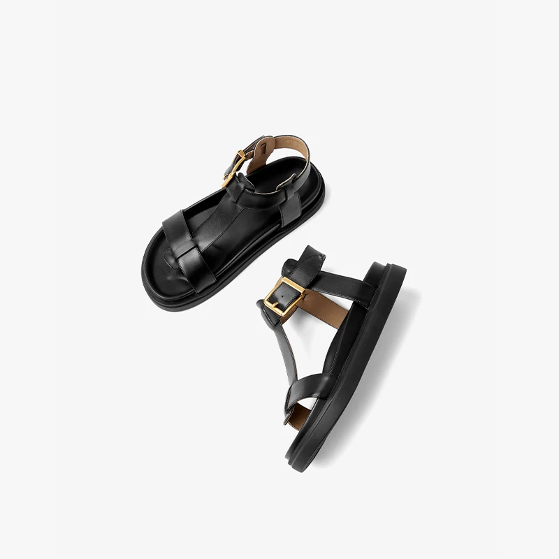 USS Shoes Sara Women's T-Strap Leather Sandal - Luxuryurbanwear
