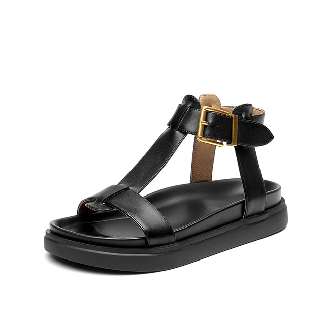 USS Shoes Sara Women's T-Strap Leather Sandal - Luxuryurbanwear