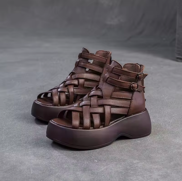USS Shoes Yixy Women's Strips Zip Wedges Ankle Sandals