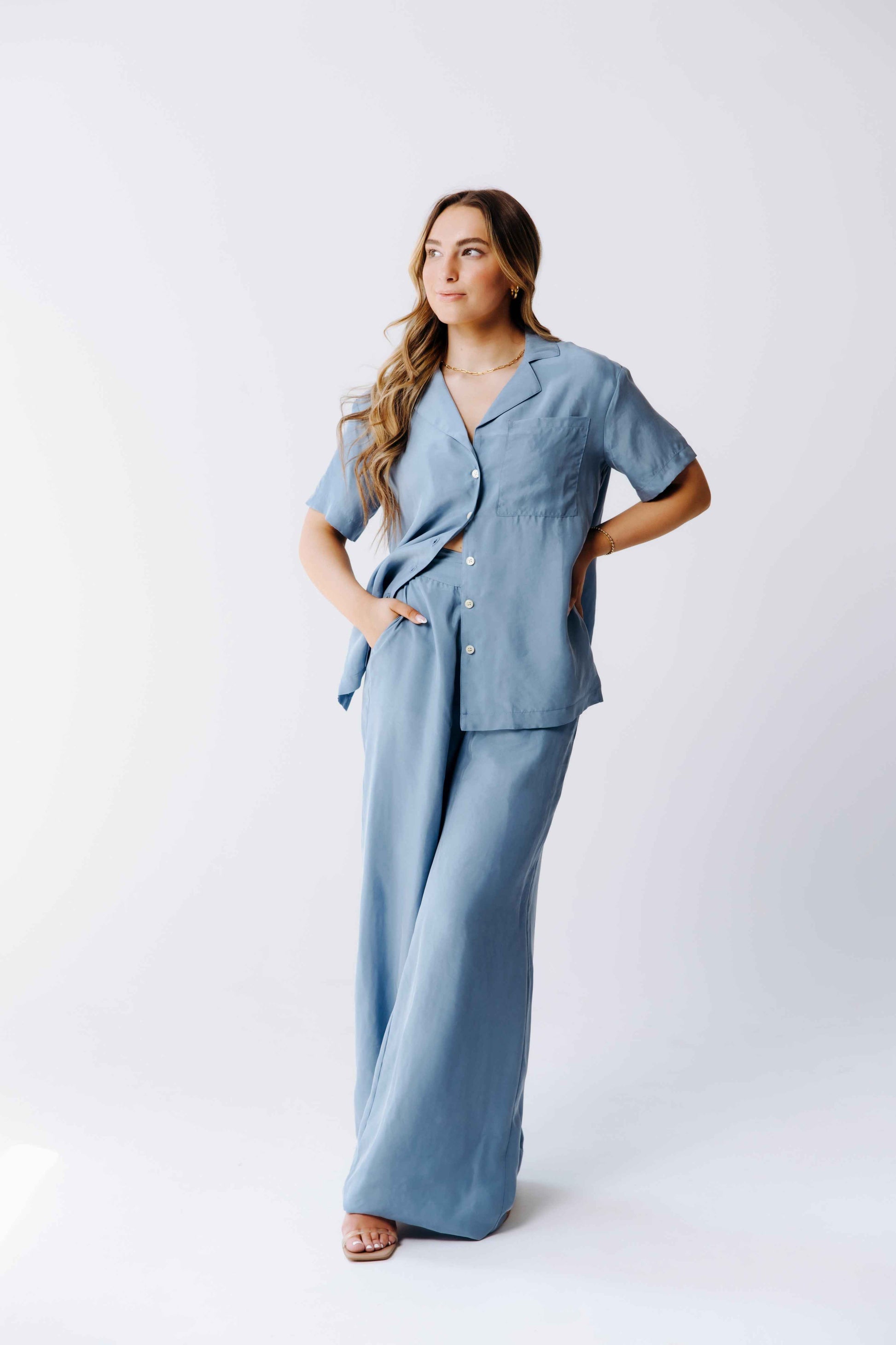 Washable Silk Wide-Leg Pants