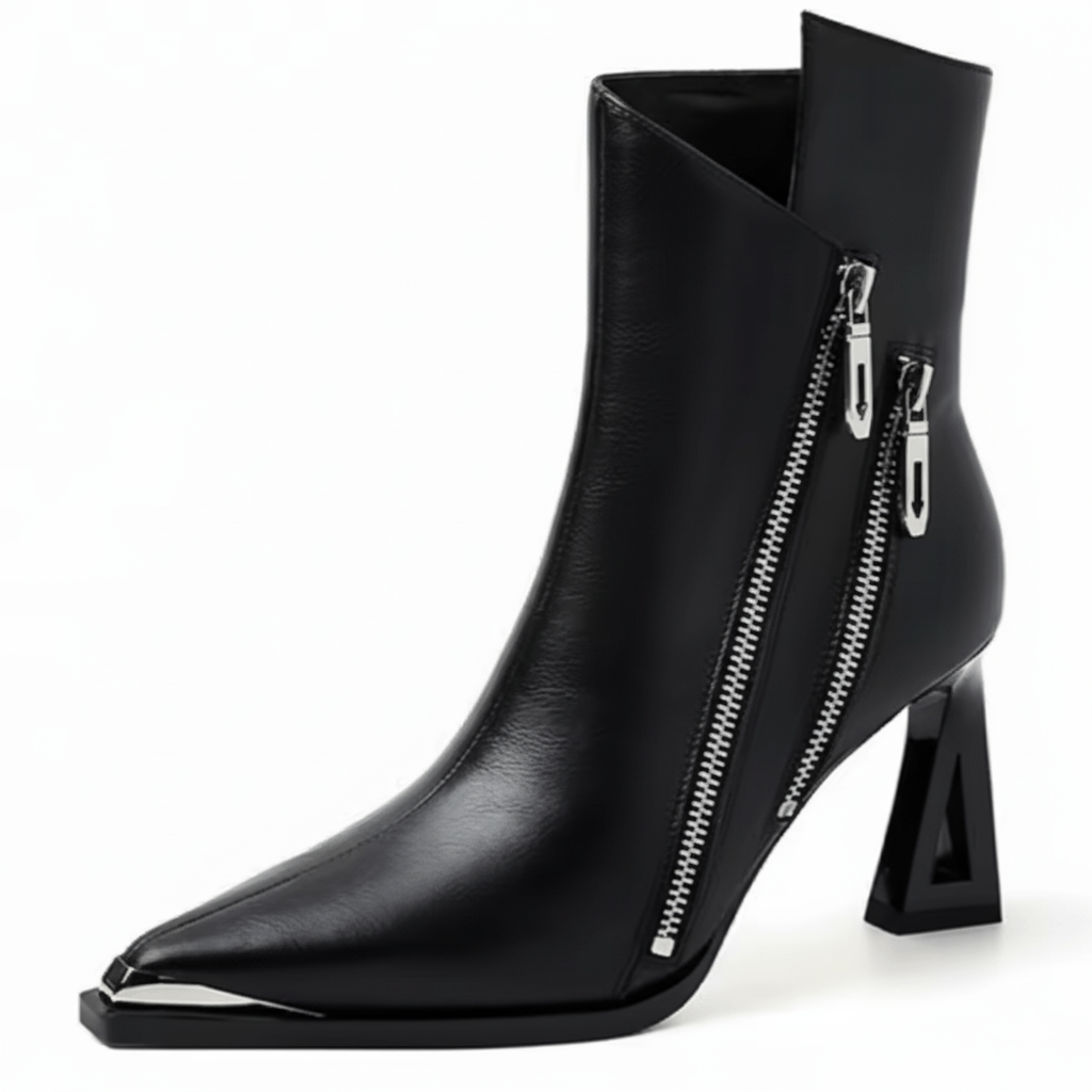 Zephyr Ankle Boot | Genuine Leather Zip Heel - Luxuryurbanwear